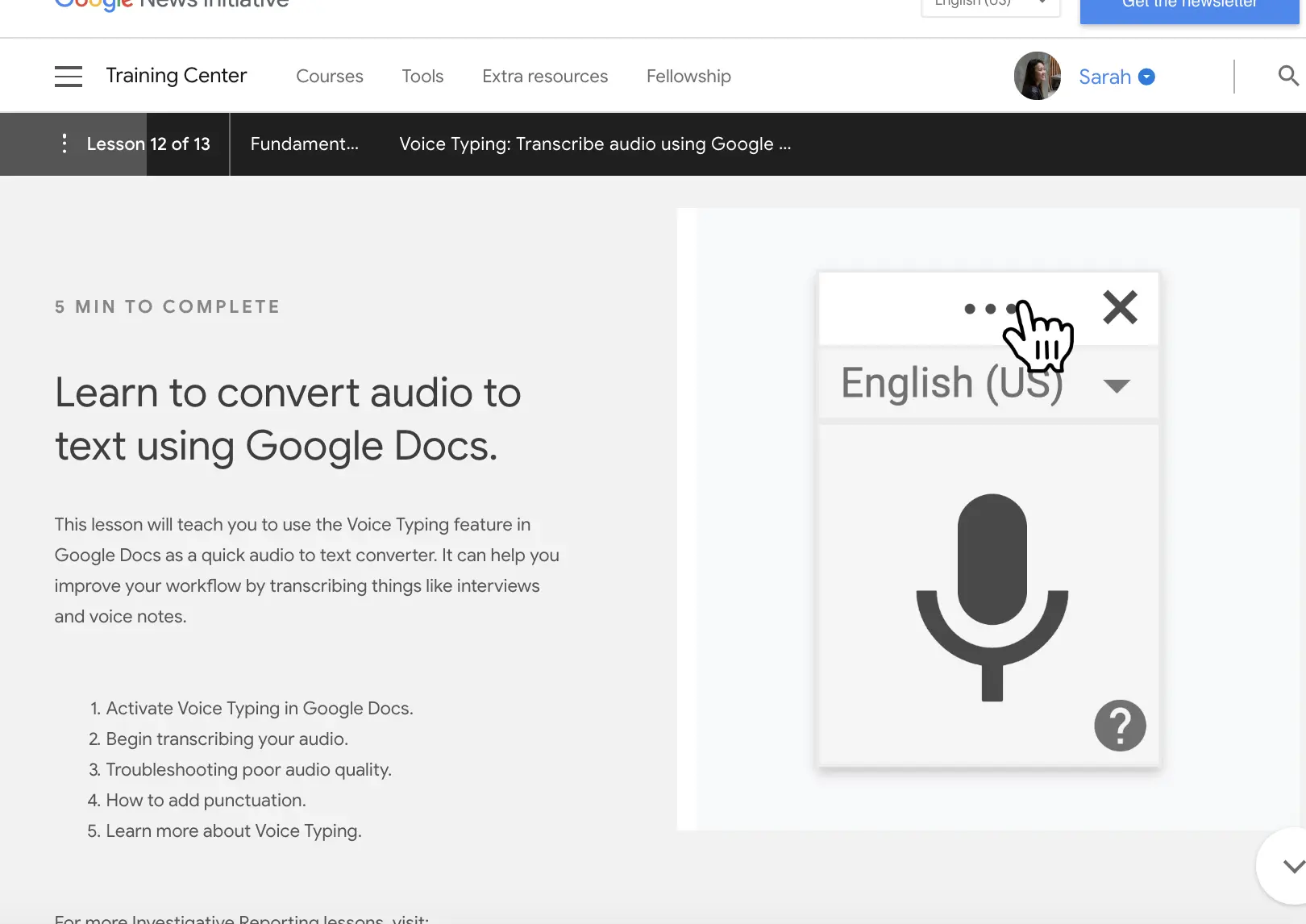 Google Docs Voice Typing screenshot