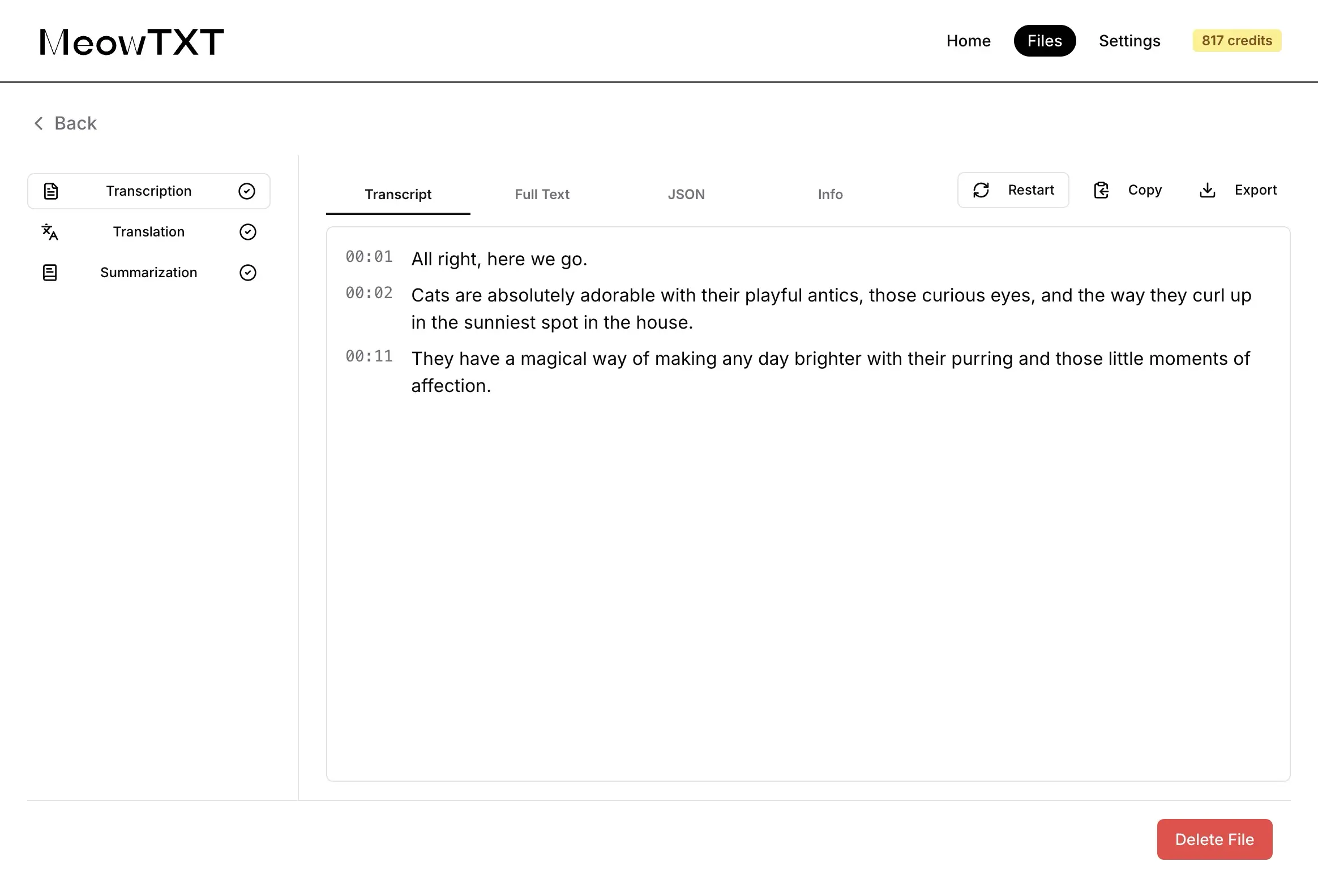 Screenshot from https://www.meowtxt.com