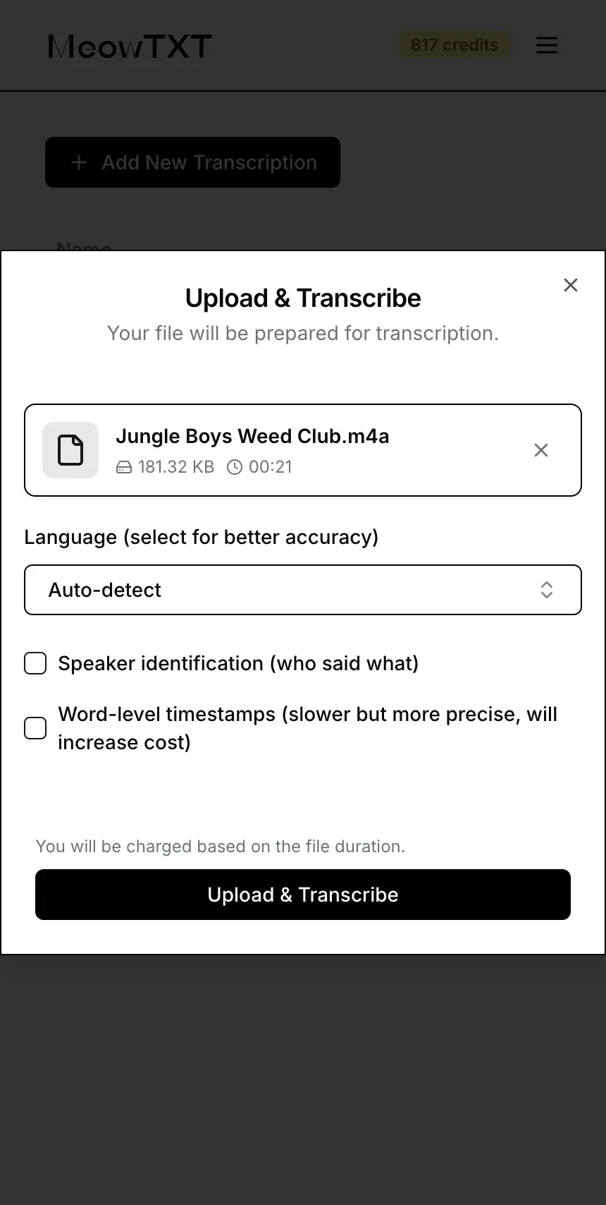 Upload an iPhone M4A in seconds